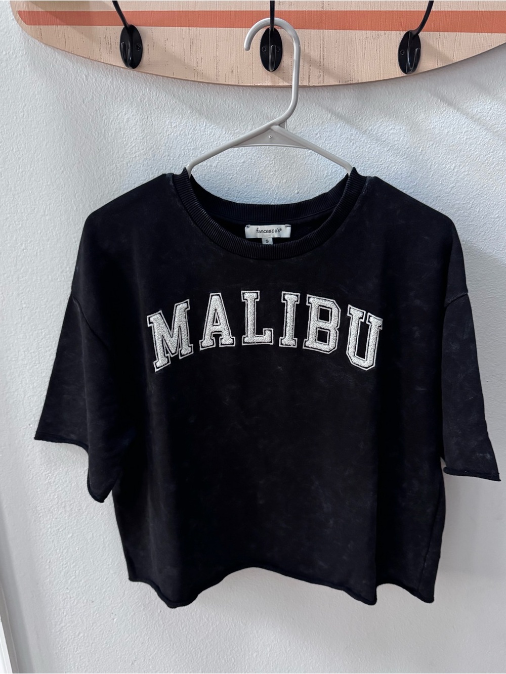 Francesca's Black Cropped MALIBU shirt